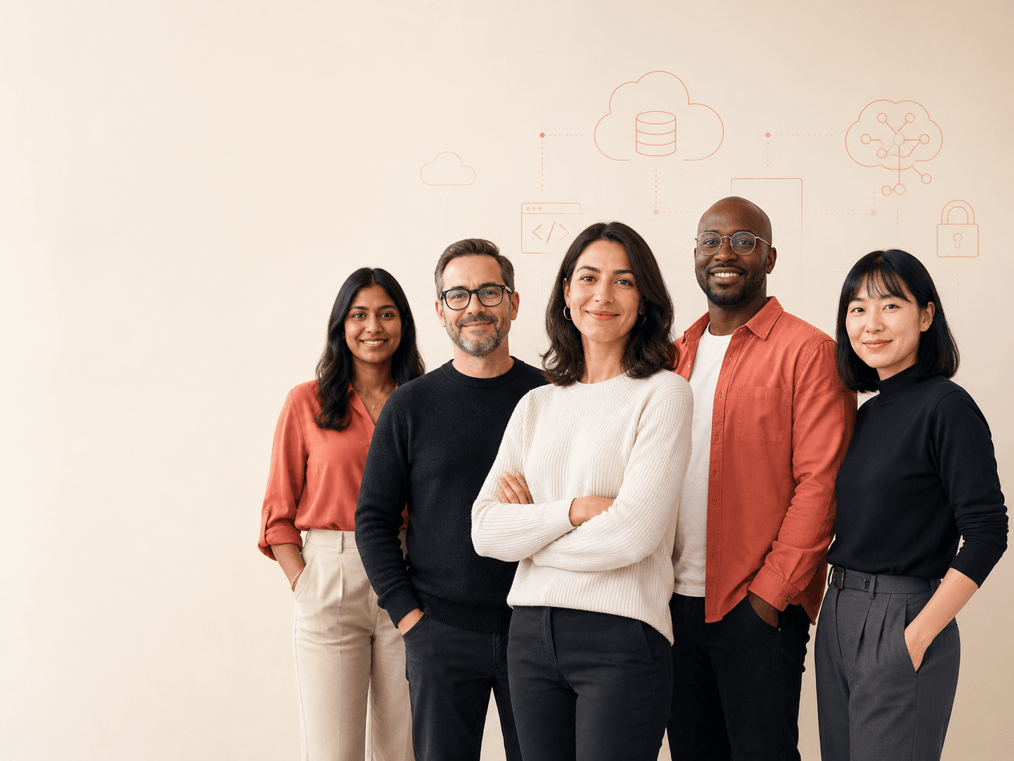 Illustration d'une équipe diversifiée de formateurs en technologies